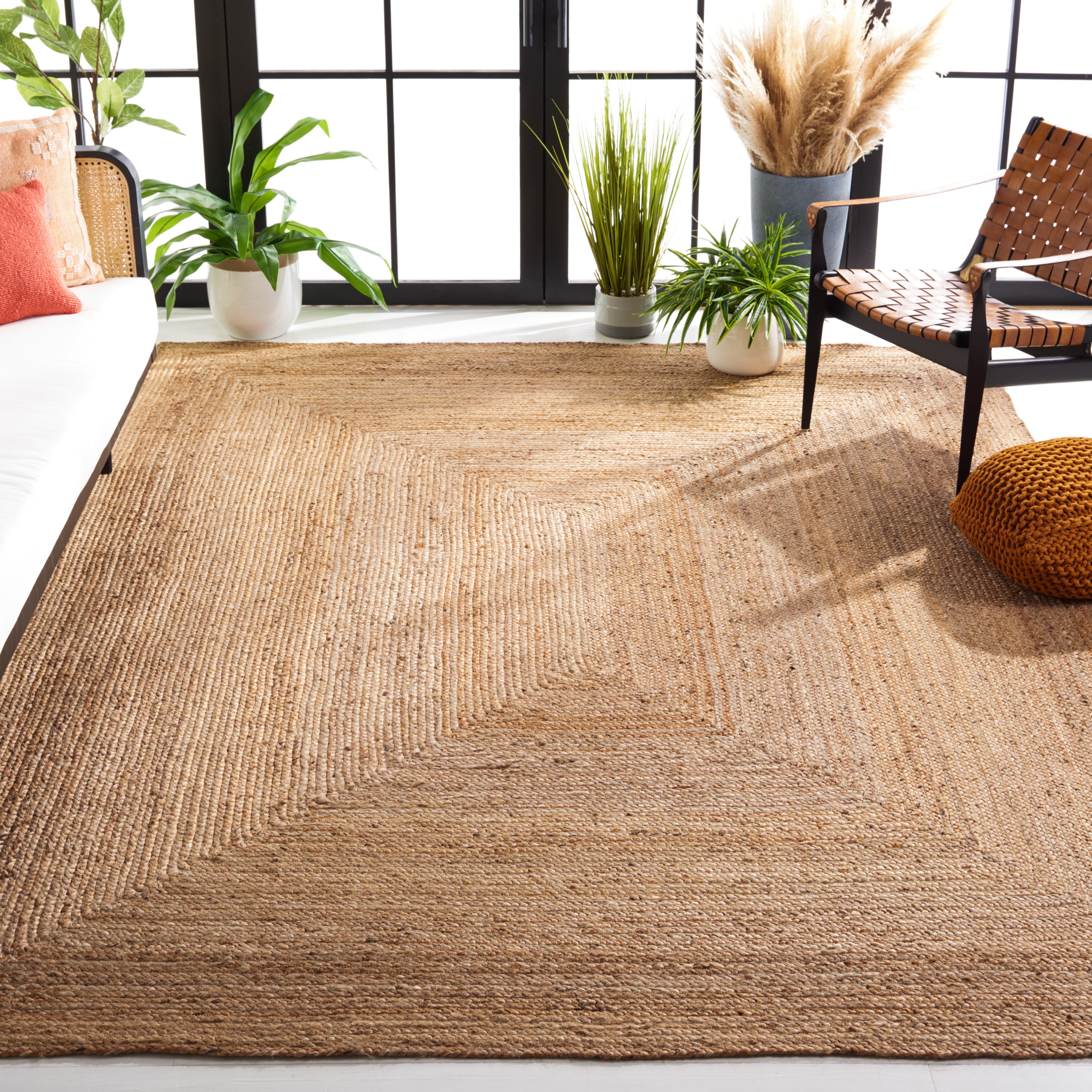 SAFAVIEH Cape Cod Aldous Geometric Area Rug, Natural, 7' x 7' Square