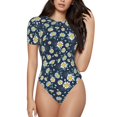 thumbnail image 2 of Goofa Daisy Floral B Printed Women Rash Guard Short Sleeve,Tummy control Swimsuit Surfing Swimsuit Bathing Suit One Piece Swimsuit UPF 50-Small, 2 of 9