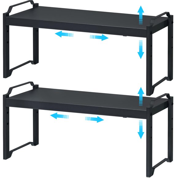Estantes de armario X-cosrack expandibles de 25.5 pulgadas, paquete de 2, negros