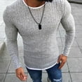 thumbnail image 3 of SPRING PARK Men's Autumn Winter Solid Color O Neck Long Sleeve Knitted Pullover Slim Thin Sweater, 3 of 4