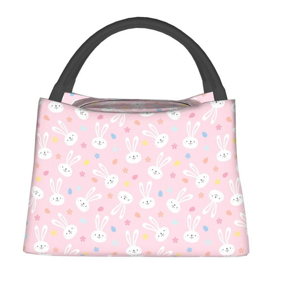 Fotbe Easter Cute Rabbit Bolsa Térmica Portátil con Estampado, Bolsa de Entrega de Alimentos Aislada, Bolsa Reutilizable de Gran Capacidad para Comidas y Supermercado