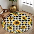 thumbnail image 2 of Round Rugs 5Ft, Summer Sunflowers Round Area Rug Washable Indoor Throw Carpet, Pastoral Black Plaid Farmhouse Soft Non Slip Circle Rug for Cabinet Bathroom Home Decor Aesthetic, 2 of 8