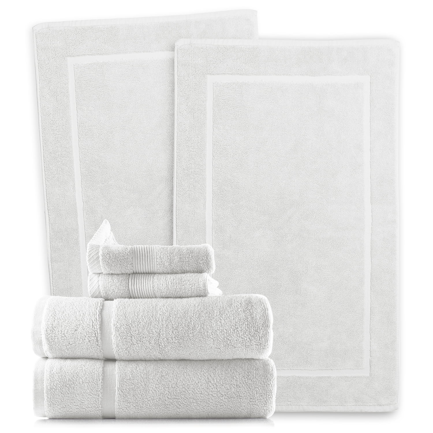 Clara Clark Bath Towels Set, 100% Cotton Luxury Softness 4 Pc Set, White
