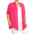 thumbnail image 2 of Women's Plus Size Short Sleeves Draped Open Front Solid Cardigan, 2 of 5