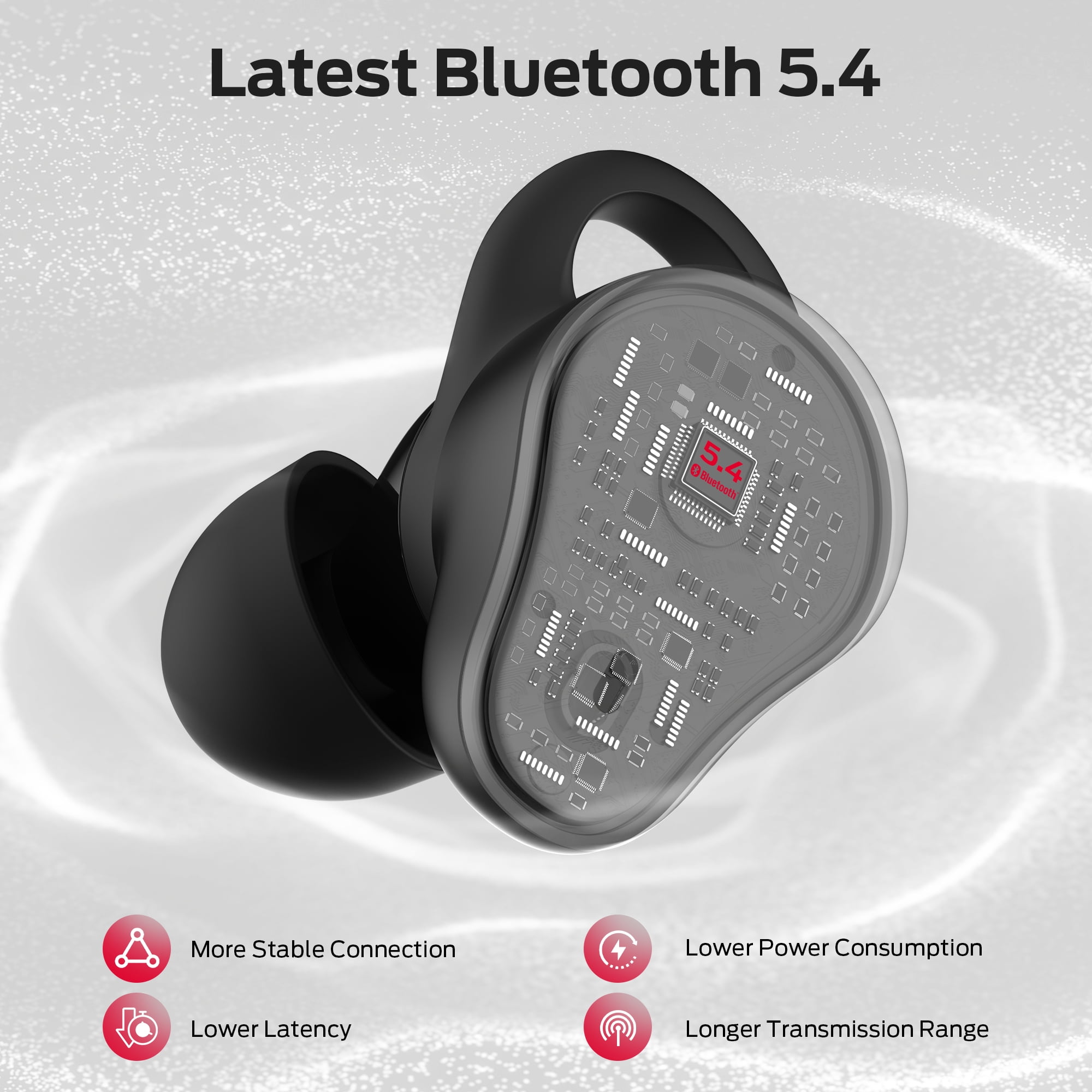 Monster N-Lite 210 Wireless Earbuds, Bluetooth 5.4 in-Ear Stereo Headphones, Built-in Mic for Crystal Clear Call, 32H Playtime, Type-C Charging, Waterproof in-Ear Ear Buds Earphones for Sports, Black