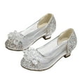 thumbnail image 2 of Ccpelsie Girls Dress Shoes Mary Jane Wedding Flower Bridesmaids Heels Glitter Princess Shoes for Kids Toddler(Silver,2), 2 of 6