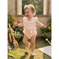 thumbnail image 4 of BemeyourBBs Newborn Baby Girl Summer Clothes Plaid Bubble Romper Cute Infant Girl Sleeveless Ruffle Jumpsuit Bodysuit Playsuit with Headband, 4 of 9