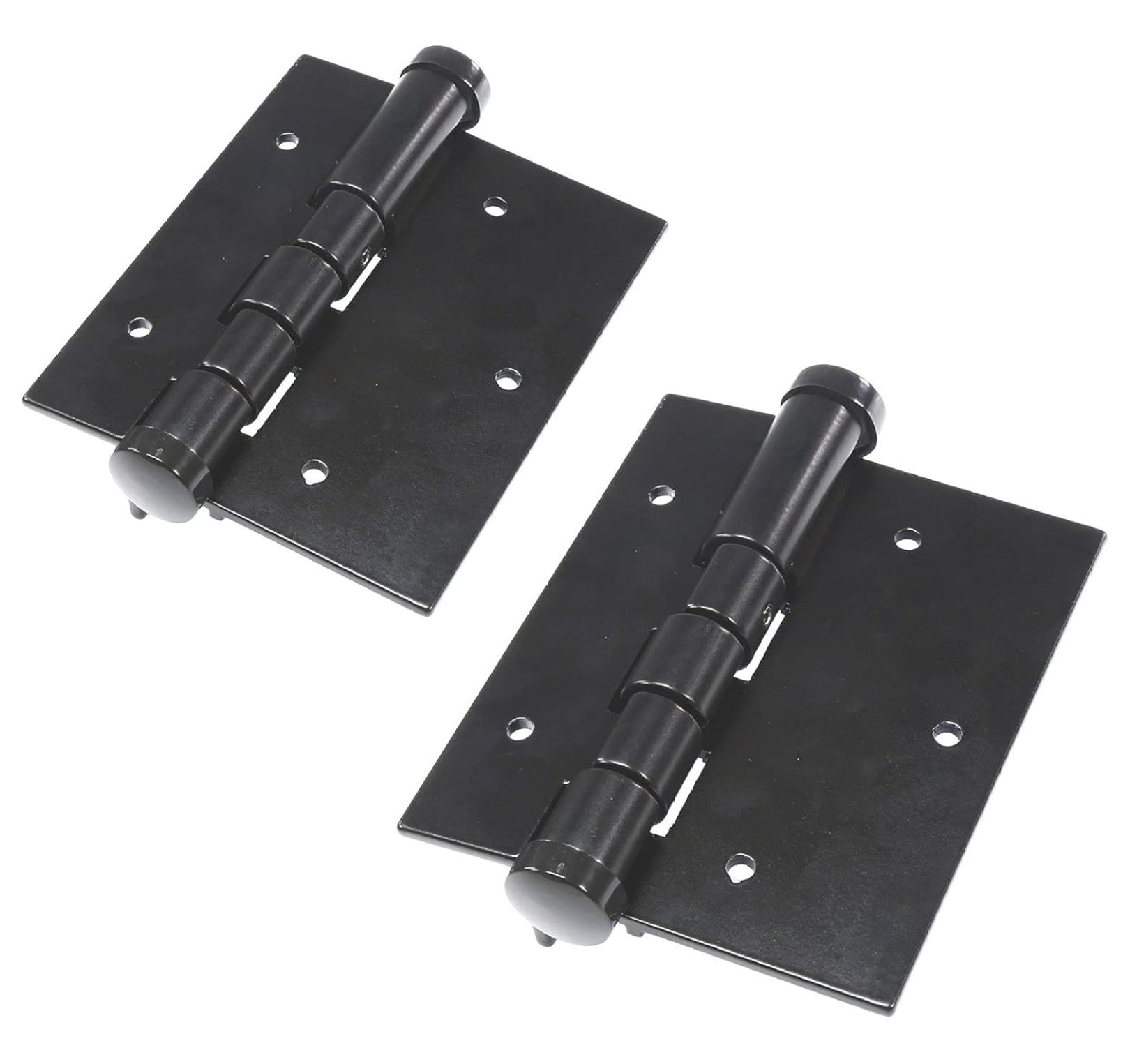 Aluminum Gate Hinges Self-Closing - Pair of 5 Inch Black Hinges for Aluminum, Vinyl, Wood & Iron Fences - Heavy Duty Spring Loaded Gate Hardware