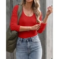 thumbnail image 3 of VAFFUL Womens Long Sleeve Shirts Scoop Mock Neck Fitted Ribbed Fall Tops, 3 of 5
