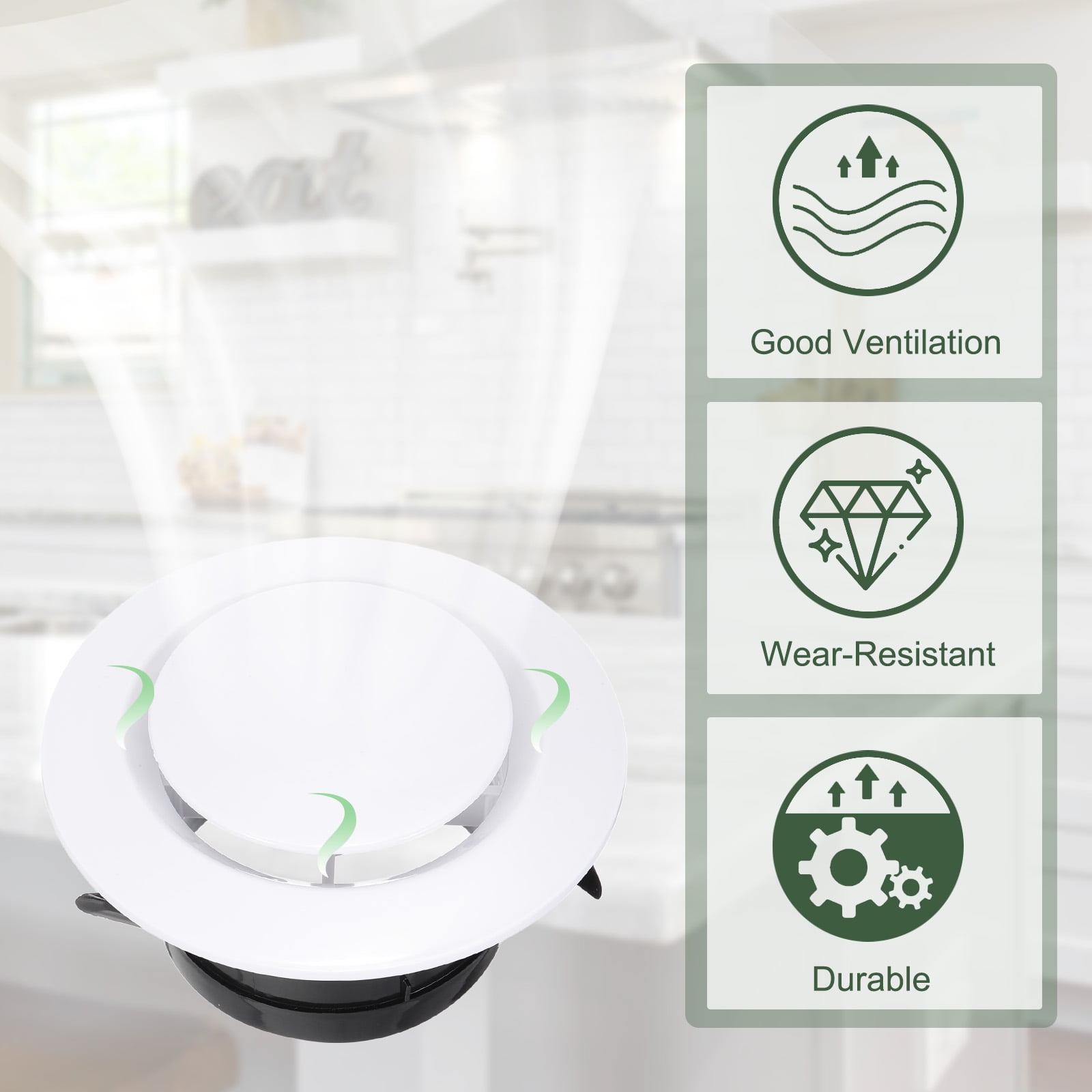 Uxcell 4 Inch Round Air Vent Cover, 4Pcs ABS Adjustable Soffit Vents, White