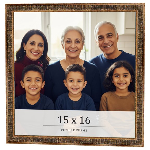 15x16 Frame Gold Kingsley Distressed Solid Wood Picture Frame Width 0.75 Inches | Interior Frame