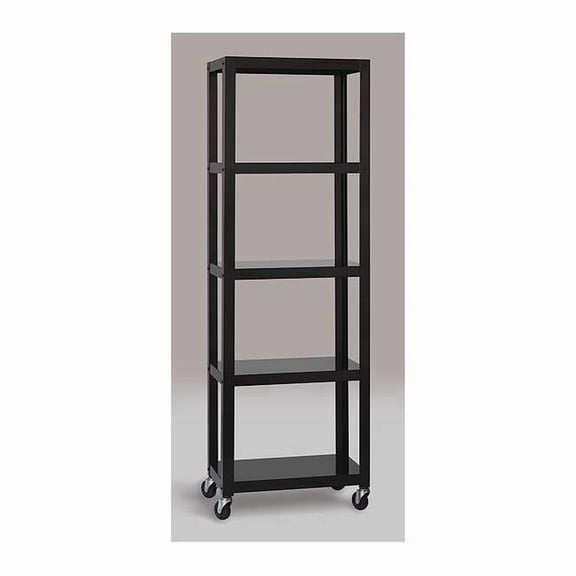 Space Solutions Ready-to-Assemble 72"H Mobile 5-Shelf Bookcase in Black