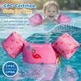 thumbnail image 2 of MoKo Kids Swim Vest for Kids 20-50lbs, Swim Arm Band with Whistle and Double Security Buckle, Rose Flamingo, 2 of 6