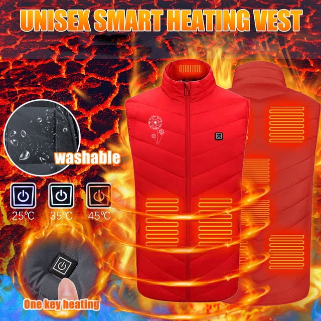 EQWLJWE Gilet Chauffant pour Femmes Rechargeable par Usb Gilet Chauffant Lavable Sans Manches à Imprimé Floral Ski, Camping, Randonnée Gilet Chauffant pour Hommes