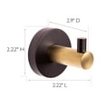 thumbnail image 6 of Design House Kelton Wall Mounted Robe Hook, Matte Black/Satin Gold, 6 of 11