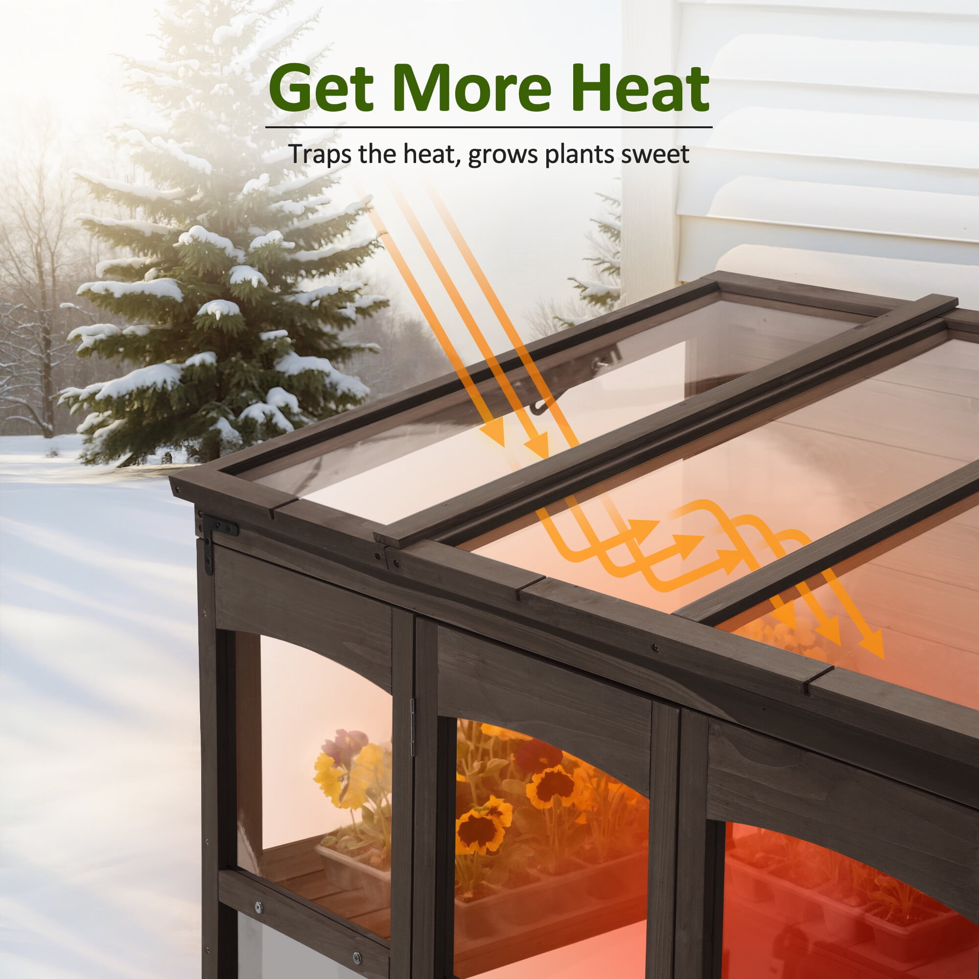 MCombo Wood Walk-in Outdoor Large Greenhouse 0899(Brown)