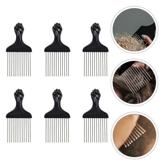 LABSERRON Styling Combs for Women 6Pcs Afro Pick Combs with Metal Prong and for Daily Use 15X7.5cm
