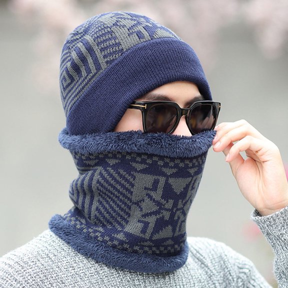 ETEREAUTY Winter Neck Warmer and Knitted Hat Set for Outdoor Activities, Warm Scarf and Hat Combo, 1 Piece