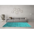 thumbnail image 3 of Ahgly Company Machine Washable Indoor Rectangle Oriental Turquoise Blue Industrial Area Rugs, 2' x 5', 3 of 4