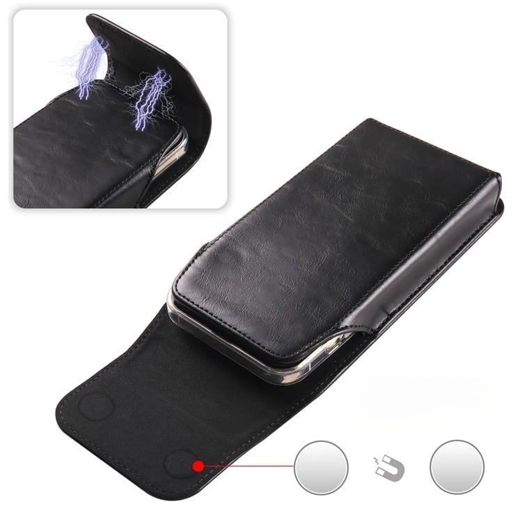 Classic Leather Phone Holster with Belt Loop & Magnetic Closure for Samsung & iPhone