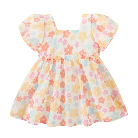 

Rovga Toddler Girl Dress Clothes Dress Short Sleeve Floral Skirt Bow Cute Sweet Suspender Dress Princess Dresss