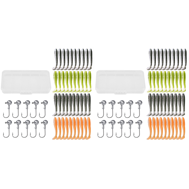 2uds. Swimbaits anzuelo cola gusano realista cebo de pesca Kit manivela Jig Head para agua salada