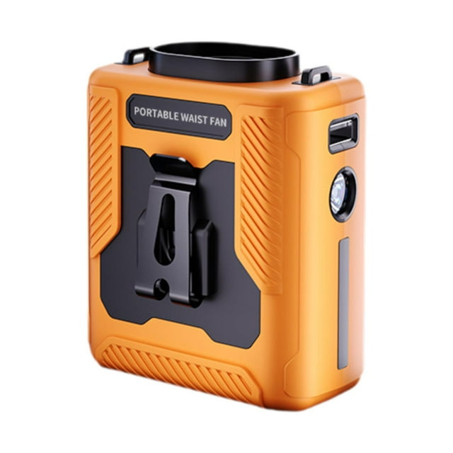Mini ventilador portátil de cinturón con 5 velocidades, ventilador personal para exteriores naranja