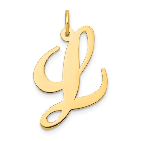 14k Large Fancy Script Initial L Charm in 14k Yellow Gold
