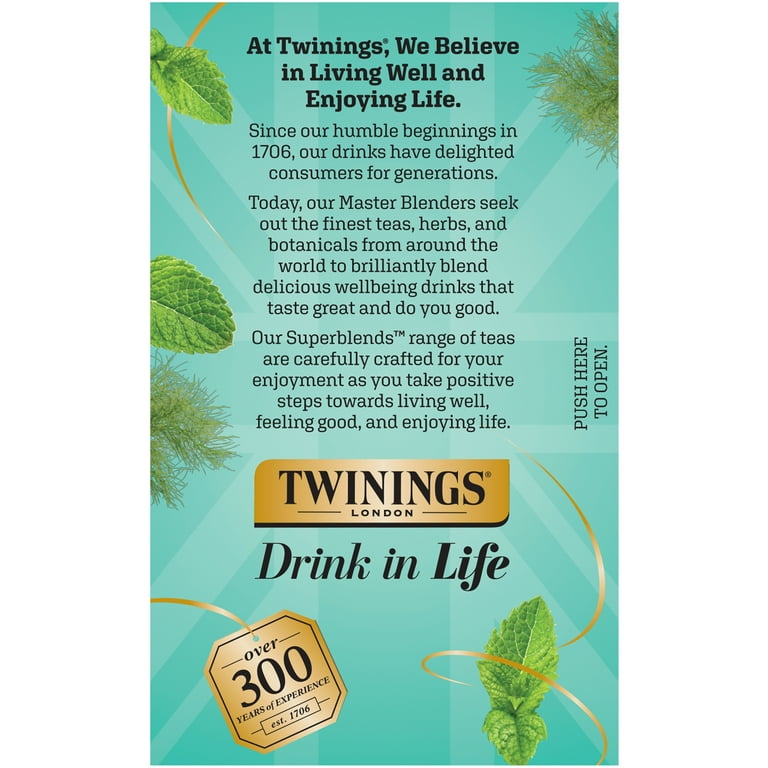 Twinings Probiotics+ Herbal Tea Bags, Peppermint & Fennel