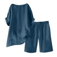 thumbnail image 6 of Short Sets for Women 2 Peice Outfits Short Sleeve Cotton Linen Shirts Matching Wide Leg Shorts Comfy Breathable Summer Outfits, S, 6 of 7