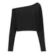 thumbnail image 5 of Top marrón,Blusa de poliéster con hombros descubiertos y manga larga, camisa informal lisa para mujer, ideal para el hogar, sopatenor, 5 of 7