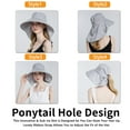 thumbnail image 4 of Sun Hats for Women, Wide Brim UPF 50+ Bucket Sun Hat with Neck Flap Ponytail, Lightweight and Foldable for Outings, Hiking, Gardening and Camping, Purple, 4 of 7