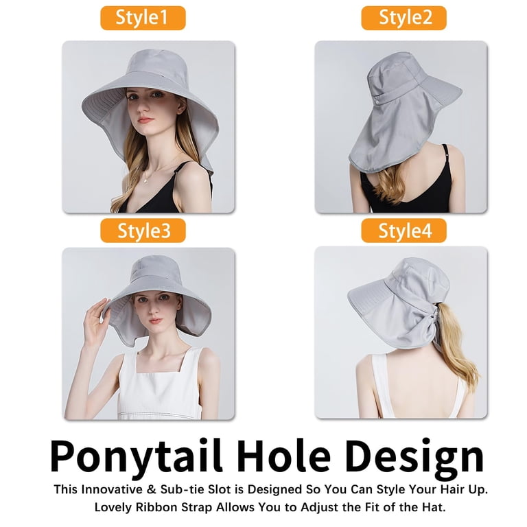 Sun Hats for Women, Wide Brim UPF 50+ Bucket Sun Hat with  display picture 3