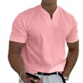 thumbnail image 1 of Camiseta de verano con cuello en V para hombre de gimnasio con bolsillo de algodón elástico suave transpirable Fitness camisa de manga corta para hombre, 1 of 4