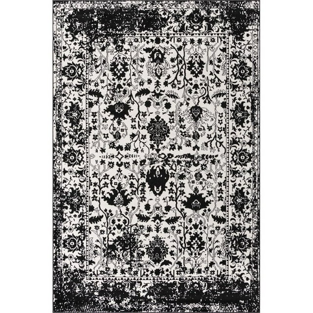 Unique Loom Portland Tone-on-Tone Design Rug 6' x 9' Rectangle White/Black