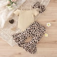 thumbnail image 7 of Youmylove Two Piece Girls Outfits Girls Short Sleeve Ribbed Bowknot Romper Bodysuit Floral Prints Bell Bottoms Pants Headbands Outfits, 7 of 7