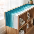 thumbnail image 6 of Ombre Teal Waves 120 Inch Table Runner, Abstract Art Gradient Modern Farmhouse Dresser Scarf Cotton & Linen Tablerunner for Dining/Kitchen Island/Holiday Party Décor 13" x 120", 6 of 9