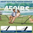 thumbnail image 4 of Memoryfield 2 Person Portable Double Hammock with Pillow and Adjustable Steel Stand, Outdoor Hammock for Patio, Garden, Beach, Backyard, Blue, 4 of 6