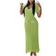 thumbnail image 2 of Vestido de Manga Corta para las Mujeres Color Sólido Ajustado V-Cuello Onda Falda Doblado, de Punto Sudadera Falda Larga, 2 of 7