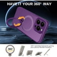 thumbnail image 4 of Phone Case for iPhone 14 Pro 6.1 inches, 360° Rotatable Magnetic Ring Stand Compatible with MagSafe Military Grade Shockproof Phone Covers for Women Men Boy Girls(Purple), 4 of 14