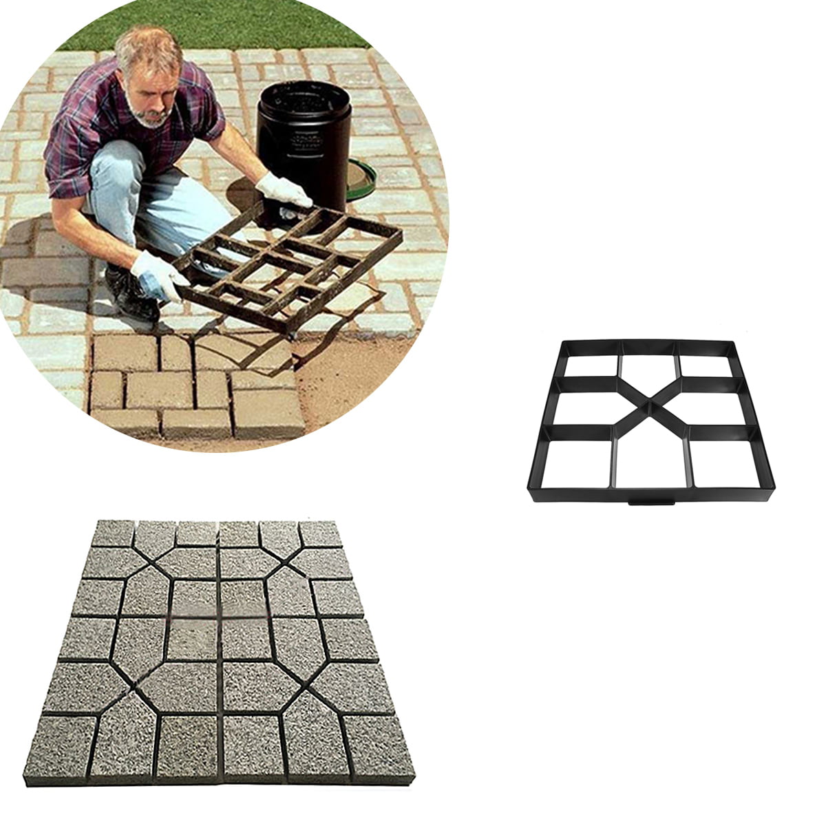 10 Grids Garden Paving Brick Mould Patio Road Concrete Tile Path Pattern Mould