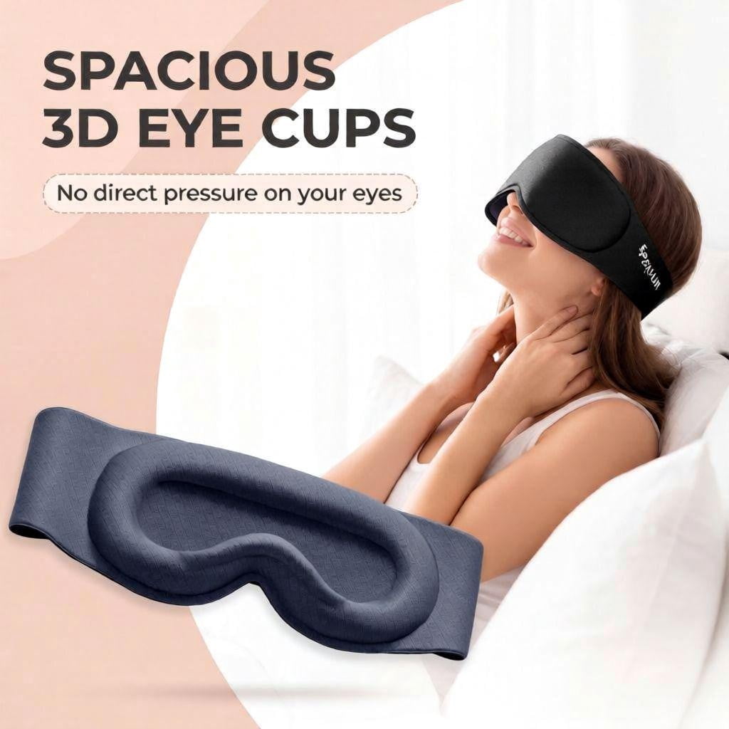 Weighted Eye Mask, Blackout Sleep Mask with Zero Eye Pressure, 3D Contoured Eye Cover, Soft Memory Foam, Secure Full Coverage Band for Night Shift Rest, Bedtime Relaxation, for Women and Men