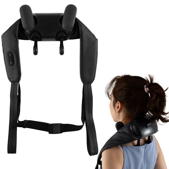Gymax Neck Shoulder Massager w/ 2 Heat Levels for Pain Relief Neck Massager Pillow Gray