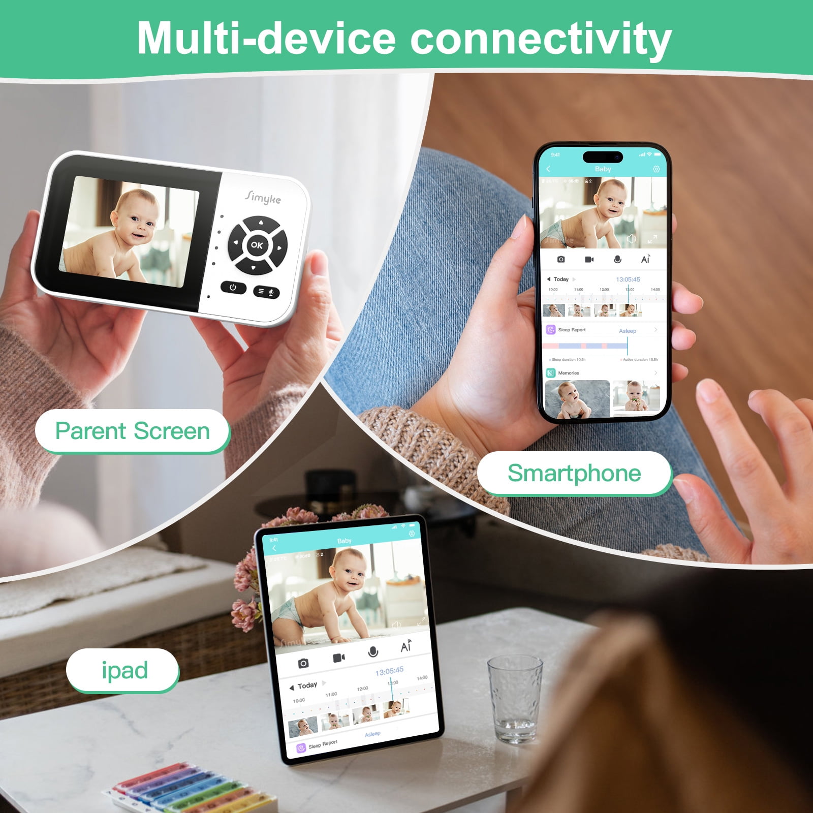 Smart Video Baby Monitor,1080P Baby Room Camera, APP Control,WiFi On/Off Switch,AI Detection, Cry Monitor and Lullabies, HD Night Vision, Two-Way Audio, Cloud & SD Card Storage