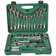 Dawot 61PCS Mechanics Tool Set, Auto Repair Hand Tool Set 1/2 & 1/4 Socket Tool Set - Including Ratchet Set Metric Drive Socket Wrenches Set, for Auto Repair Machine Repair Inspection & Assembly