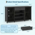 thumbnail image 4 of 71 Inch Long Coffee Bar Cabinet with Fridge Space, Modern Wood Metal Large Wine Liquor Cabinet with Rack, Large Wide Sideboard Buffet Cabinet with Drawer Storage for Kitchen Dining Room- Black, 4 of 6
