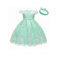 thumbnail image 1 of FOCUSNORM Petites Filles Maille Princesse Robe Dentelle Bord Jupe Formelle + Couvre-Chefs, 1 of 3