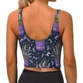 thumbnail image 4 of Goofa Lavender Flowers Printed Sports Bras for Women, High Impact Running Bra Workout Crop Tank Tops Longline Sports Bra Push up-XX-Large, 4 of 9