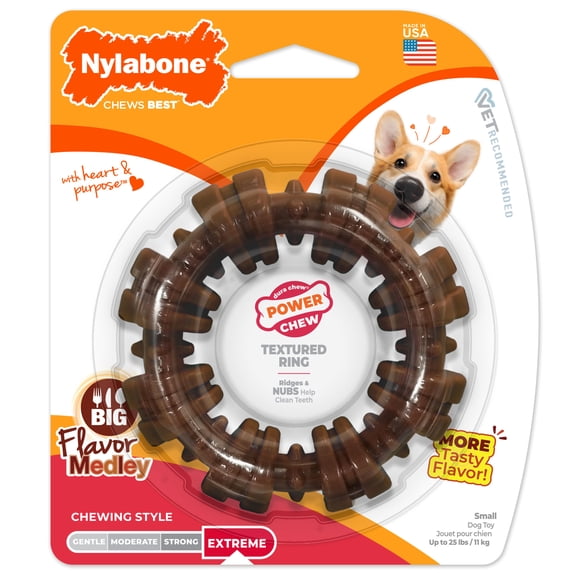 Nylabone Textured Ring Power Chew Toy For Small Dogs Up To 25 Lbs, Chew Toy For Small Dogs