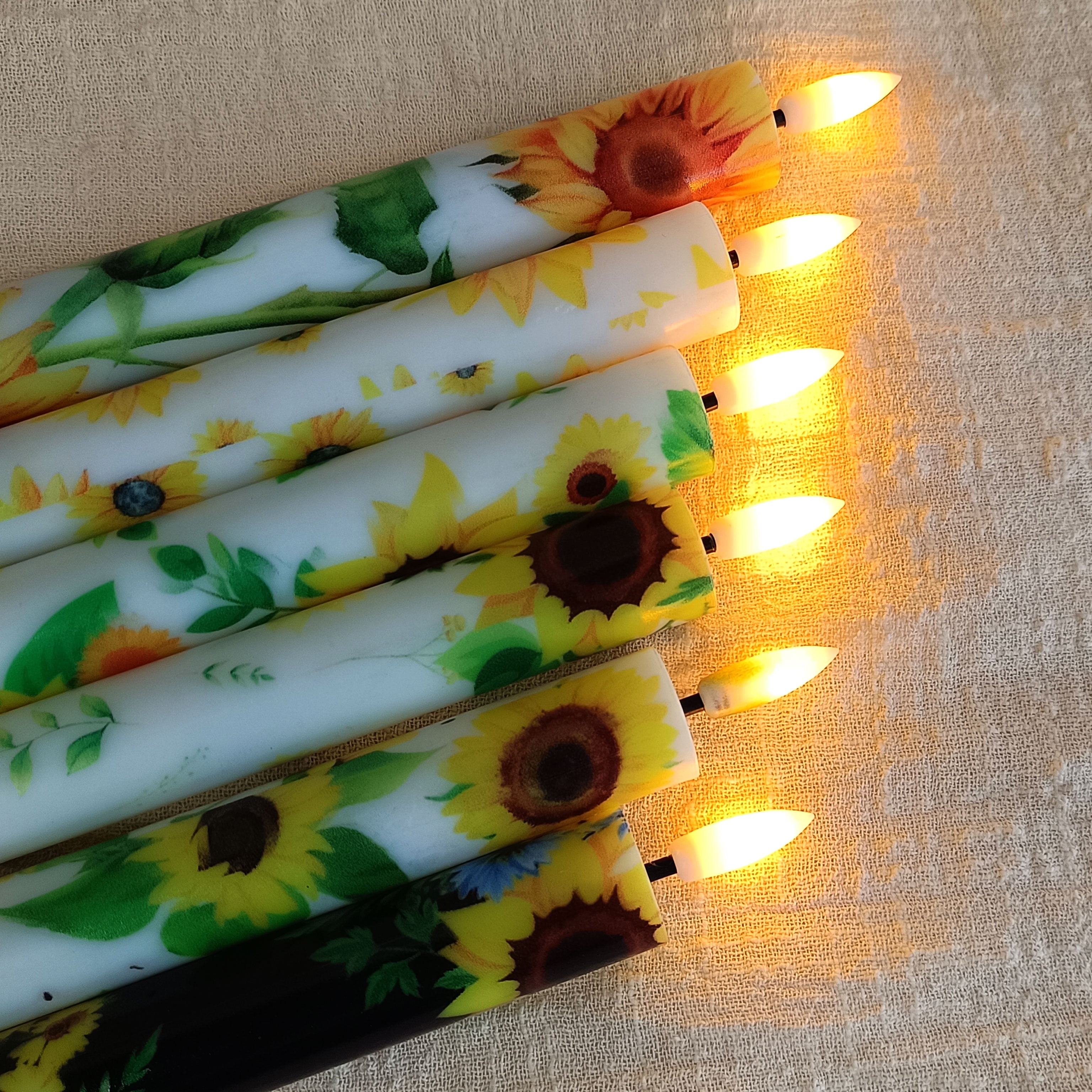 6PCS Printed Flameless Taper Candles, 10 Inch LED Candlesticks Battery Operated with 11-Key Remote, 3D Flickering Flame Lights for Wedding Party Home Decor Gifts